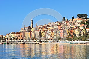 Multicolored houses of Menton, France.