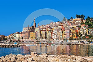 Multicolored houses of Menton, France.