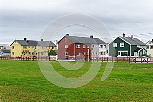 Multicolored houses in the town of Vardo, Finnmark, Norway
