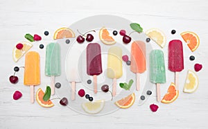 Multicolored icicle with fresh fruit