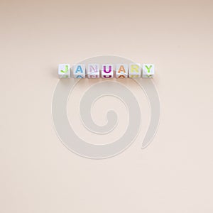 Multicolored January on a cream background