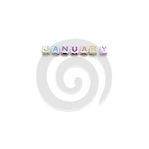 Multicolored January on a perfect White background