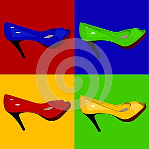 Multicolored Lacquered Womens Shoes photo