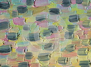 Multicolored large and rough horizontal brush strokes. Oil paint