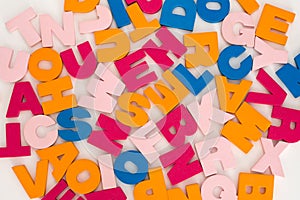 Messy multicolored letters alphabet. Colorful letters. photo