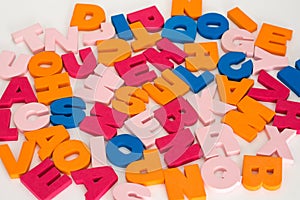 Messy multicolored letters alphabet. Colorful letters. photo