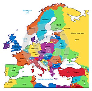 Multicolored map of Europe photo
