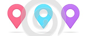 Multicolored map pin location GPS symbol collection 3d icon vector geolocation GPRS symbols