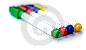 Multicolored markers for notes for study or work isolated items on white background back to school