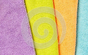 Multicolored Microfiber Pattern. Microfibre Synthetic Fiber Background or Texture. Cleaning Cloth Top View Closeup