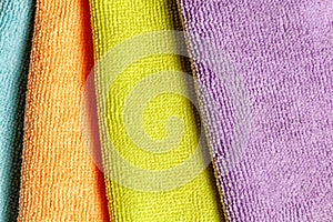 Multicolored Microfiber Pattern. Microfibre Synthetic Fiber Background or Texture. Cleaning Cloth Top View Closeup