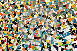 Multicolored mosaic tiles on a wall