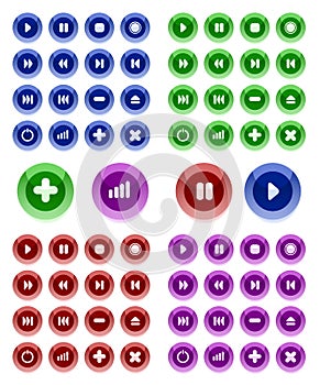 Multicolored multimedia buttons.