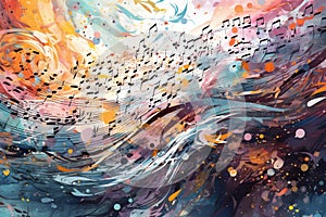 Multicolored musical abstract background. Neural network AI generated
