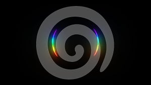 Multicolored neon circle. Motion background seamless loop. Abstract futuristic hi-tech. Coloured circle with various rotations and