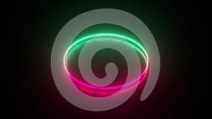 Multicolored neon circle. Motion background seamless loop. Abstract futuristic hi-tech. Coloured circle with various rotations and