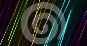 Multicolored neon laser lines abstract tech background