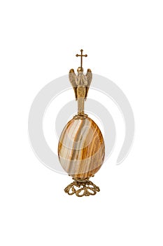 Multicolored onyx stones egg shape on white background