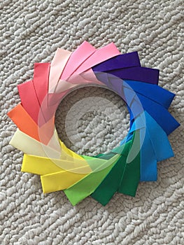 Multicolored origami circle
