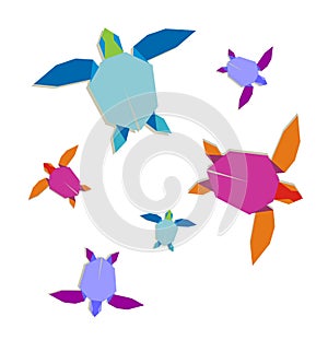 Multicolored origami turtle group