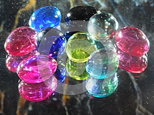 Multicolored oval glass stones