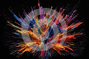 multicolored paint burst on black background