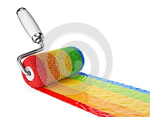 Multicolored paint roller. 3D Icon isolated