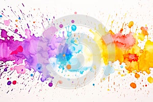 Multicolored Paint Splattered on White Background