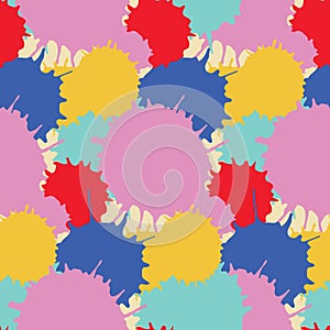 Multicolored paint spots seamless pattern, chaos rainbow expression, abstract pattern vector illustration