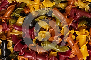 Multicolored pasta variety background