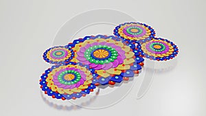 Multicolored pattern mandala on a white background. abstract three-dimensional composition. 3d render illustration