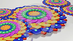 Multicolored pattern mandala on a white background. abstract three-dimensional composition. 3d render illustration