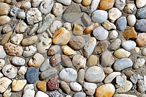 Multicolored pebbles on a beach