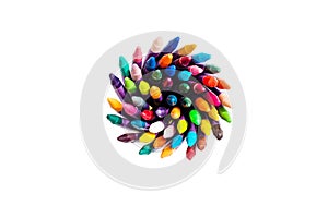 Multicolored pencils in a glass on a white background isolate