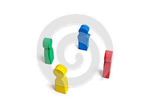 Multicolored people in a circle on a white background. concept of cooperation and teamwork. Difference and diversity of people. Wo