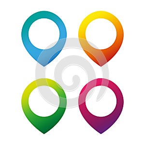 multicolored pins on white background. Vector illustration.