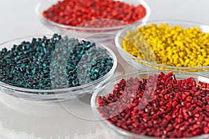 Multicolored plastic granules photo