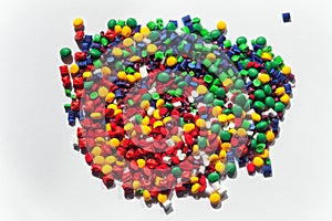 Multicolored plastic granules