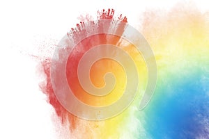 Multicolored powder splatted