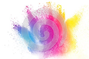 Multicolored powder splatted