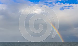 Multicolored rainbow over the sea, Black Sea