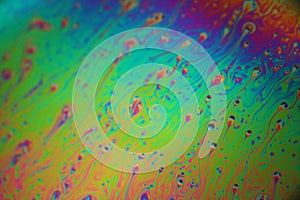 Multicolored rainbow soap bubble, psychedelic background. Abstract liquid colors and texture