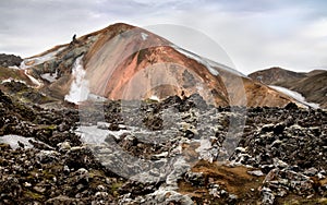 Multicolored rhyolite mountain photo