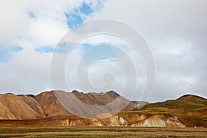 Multicolored rhyolite mountains in Landmannalaugar photo