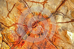 Multicolored rock wall from bottom sediments