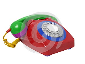 Multicolored Rotary Landline Telephone