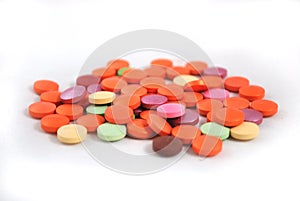 Multicolored round tablets