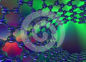 Multicolored scientific background with carbon nan