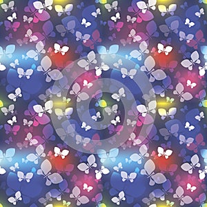 Multicolored seamless background with butterflies