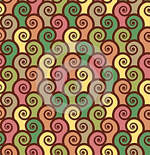 Multicolored seamless spirals background